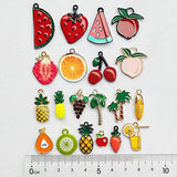 Chenkou Craft Wholesale Random 20pcs Fruit Watermelon Strawberry Berry Banana Coco Lots Mix Alloy