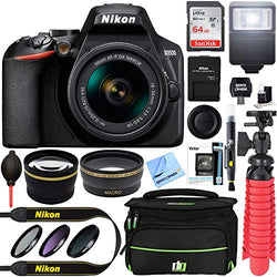 Nikon D3500 24.2MP DSLR Camera with AF-P DX NIKKOR 18-55mm f/3.5-5.6G VR Lens Bundle with 64GB Memory Card, Camera Bag, 55mm 3 Piece Pro Level Lens Filter Kit, Flash and Accessories (8 Items)