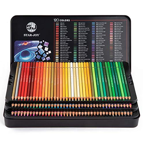 Sj STAR-JOY Gold Edition 120 Colored Pencils for Adult Coloring Books, Premier Coloring Pencils Set for Layering Shading Blending, Holiday Gifts for