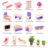 Hiawbon Wooden Classic Doll House Furniture House DIY Accessories Wood Miniature Furniture Set Pretend Play House Furniture Dollhouse Decoration Accessories for Christmas Birthday Gifts,Set B