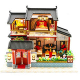 Roroom Dollhouse Miniature with Furniture,DIY 3D Wooden Doll House Kit Chinese Courtyard Style Plus with Dust Cover and Music Movement,1:24 Scale Creative Room Idea Best Gift for Children Friend Lover