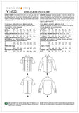Vogue V1622MXX Unisex Fitted Button-Up Shirt Sewing Patterns by Rachel Comey, Sizes 40-46, White