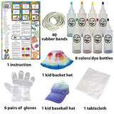 Klever Kits DIY Tie Dye Kits Including 8 Rainbow Colors, 2 Cotton Caps for Kids, Storage Box, Gloves, Rubber Bands and Table Cover, Creative Group Activities, Fabric Party DIY Craft Arts