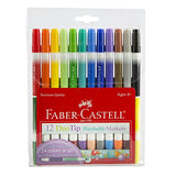 Faber-Castell DuoTip Washable Markers - 12 Markers, 24 Colors