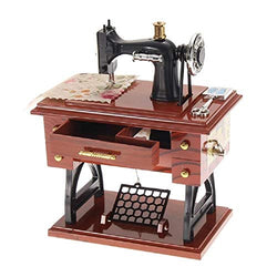 PENG Sewing-Machine-Music-Box-Vintage-Hand-Cranked-Mechanism Retro Classical Table Desk Decoration
