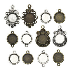 Fit 12mm Round Blank Bezel Pendant Trays Base Cabochon Settings Trays Pendant Blanks Neckalce