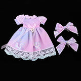 Homyl Girl's Dream Lovely Dolls Dress Up Accessories Pink Lace Dress And Bow Hair Clip For 1/6 BJD Blythe Dolls