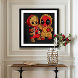 DIY 5D Diamond Painting kit, Superhero Full Drill Diamond Painting, Cross Stitch Artwork, Wall Decoration, Parent-Child Puzzle Game, Handmade Artwork (Groot and Deadpool) 12inx12in