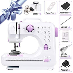 Sewing Machine Portable (12 Stitches, 2 Speeds, Foot Pedal) Electric Overlock Stitch Sewing Machines Mini Embroidery Multifunctional Handheld/Household Tool/Black Thread Gift