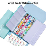 ARTSY Artist Grade Watercolor Paint Set – 48 Glitter Colors in A Metal Case with Palette Perfect for Artists, Hobbyists, Students, Beginners