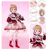 YIHANGG 1/3 BJD Doll Wearing A Palace Style Red Dress, 19 Joint Princess Ball Jointed Doll 24 Inch 60cm, DIY Toys with Outfit Shoes Wig Hair Makeup
