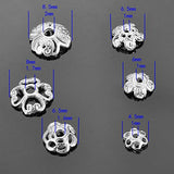 HooAMI 925 Sterling Silver Heart Filigree Flower Shape Bead Caps for Jewelry Making 10pcs,8mm