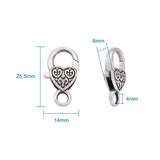 Kissitty 50-Piece Tibetan Antique Silver Large Heart Lobster Claw Clasps Lead & Nickel & Cadmium Free 1x0.55 Inch Jewelry Making Findings