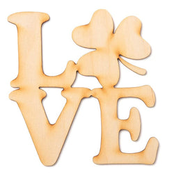 Factory Direct Craft Pack of 24 Unfinished Wood Shamrock Love Cutouts Blank Wooden Wedding Craft Shapes to Make Wedding Favors, Christmas Ornaments, Gift Tags and DIY Craft Projects