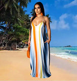 BessCops Women's Summer Casual Floral Printed Spaghetti Strap Bohemian Beach Sundress Long Maxi Dresses with Pockets