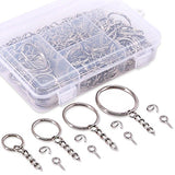 Swpeet 300Pcs Sliver Key Chain Rings Kit, 100Pcs Keychain Rings with Chain and 100Pcs Jump Ring