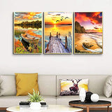 6 Pack Diamond Painting Kits, 5D DIY Diamond Painting for Adults Kids Beginners, Sunset Full Drill Diamond Art Kits, Paint with Round Diamonds for Home Wall Decor Gifts 16x12 inch