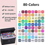 80-color Alcohol Marker,Brush Markers Dual Tips Permanent Art Markers for Kids, Highlighter Pen Sketch Markers for Drawing Sketching Adult Coloring, Alcohol-based Markers, Great Christmas Gift Idea