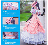 Smiling Angel Cos Anime Black Butler Kuroshitsuji Cos Halloween Palace Woman Pink Dress Cosplay Costume Dress+hat+Gloves+Neck, Medium