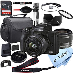 Canon EOS M50 Mark II Mirrorless Digital Camera with 15-45mm Lens + 64GB Card, Tripod, Case, 18pc Bundle