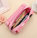 YunKo Portable Large Capacity Cute Pink Multi-Layer Cartoon Pencil Case Cosmetic Bag Simple