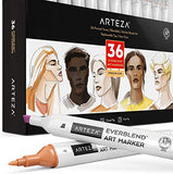 ARTEZA Everblend Skin Tone Art Markers, Set of 36 Colors, Alcohol Based Sketch Markers with Dual Tips (Fine and Broad Chisel) for Painting, Coloring, Sketching and Drawing
