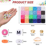 QUEFE 4500pcs Clay Heishi Beads for Bracelet Making, 24 Colors Flat Round Polymer Clay Beads 6mm Spacer Beads with Pendant Charms Kit for Jewelry Making Kit Bracelets Necklace