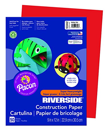 Riverside 3D Construction Paper, Holiday Red, 9" x 12", 50 Sheets