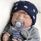 ACESTAR Reborn Baby Dolls Sleeping Lifelike Silicone Vinyl 20 Inch Cloth Body Eyes Closed Newborn Doll for Children Kids