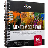 Mixed Media Sketchbook 8.11” x 8.5” | Spiral Bound Sketch Pad With Thick, Heavyweight Paper, 200 GSM, 120 LBS | Art Sketch Book For All Wet & Dry Media - Watercolor, Paint, Pencils, Charcoal, Pens | 60 Sheets | 2 Pack