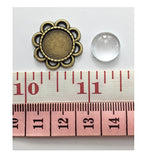 ALL in ONE 10 Sets Cabochon Frame Setting Tray Pendant with Clear Glass Dome Tile for Diy Jewelry