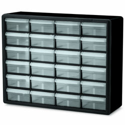 Akro-Mils 10124 24 Drawer Plastic Parts Storage Hardware and Craft Cabinet, 20-Inch x 16-Inch x 6.5-Inch, Black