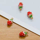 Buorsa 20 Pcs Strawberry Charm Beads Fruit Shaped Jewelry Making Pendants for Earring Necklace