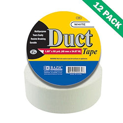Super Duty Duct Tape, White Waterproof Bazic 1.88 Heavy Duty Duct Tape, Set of 12