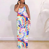 Women's Summer Casual Floral Printed Bohemian Spaghetti Strap Floral Long Maxi Dress with Pockets A Multicolored-3 l