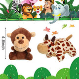 12 Pieces Mini Stuffed Forest Animals Jungle Animal Plush Toys in 4.8 Inch Cute Plush Elephant Lion Giraffe Tiger Plush for Animal Themed Parties Teacher Student Achievement Award (Sitting, Lying)