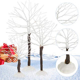 WILLBOND 6 Pieces Snow Covered Village Trees, Village Bare Branch Trees Accessory Figurine in 3 Sizes for Christmas Tree Displays, Dioramas, Fairy Gardens, Village Displays and Holiday Dollhouses