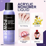 Morovan Acrylic Nail Kit - Monomer Acrylic Powder and Liquid Set for Acrylic Nail Extension 3 Colors Acrylic Nail Powder Professional with Primer Acrylic Brush Glue Nail Forms Tips for Beginners (WHITE)