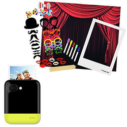 Polaroid POP Instant Camera (yellow) + Polaroid All-In-One Photo Booth Kit – Includes Backdrop, Fun