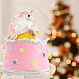 Unicorn Snow Globe Music Box- Anniversary Birthday Valentine for Wife Girlfriend Musical Box with Lights Present to Daughter Mom Kids Play Castle in The Sky