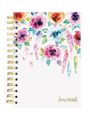 Graphique Hanging Flowers Hard Bound Journal w/Watercolor Flowers on Cover, Beautiful Introspective Journal for Nature Lovers and Gentle Spirits, 160 Ruled Pages, 6.25" x 8.25" x 1"
