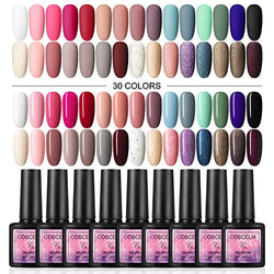 30 Colors Gel Nail Polish Starter Kit Fall Winter Colors Soak Off Gel Nail Collection Set for Nail Salon Home DIY Gift for Christmas 8ml Each Bottle