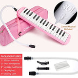 CAHAYA Melodica 32 Keys Double Tubes Mouthpiece Air Piano Keyboard Musical Instrument with Carrying Bag 32 Keys, Pink…