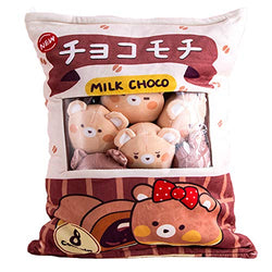 Cute Bag of Chocolate Bear Plush Toy Soft Throw Pillow Stuffed Animal Toys Creative Gifts Room Decor Creative Gifts for Girls