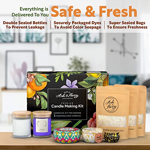 Ash & Harry Candle Making Kit for Adults and Kids Beginners DIY Candle  Making Supplies with Natural Soy Wax, 10 Essential Oils & 10 Soy Wax Dyes :  : Home & Kitchen