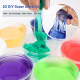 Mixhomic DIY Slime Kit - 44 Pcs Colorful Crystal Clear Slime Cups, Slime Supplies Kit for Girls Boys, Sundae, Fruit mold, Flash Powder, Foam Balls, Fruit Slices Toys for Slime Making kit Aged 3+