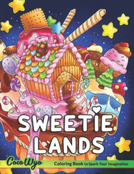 Sweetie Lands Coloring Book: A Coloring Book for Adults Features Candies, Cakes, Sweet and Kawaii Illustration for Stress Relief & Relaxation