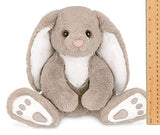 Bearington Boomer Plush Taupe and White Bunny Stuffed Animal, 10.5 inches