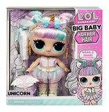 LOL Surprise Big Baby Hair Hair Hair Large 11” Doll, Unicorn with 14 Surprises Including Shareable Accessories and Real Hair – Great Gift for Kids Ages 4+