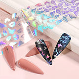 Holographic Butterfly Nail Foils, 3D Holographic Nail Stickers Butterfly Lip Leaf Nail Art Decals Holographic Starry Sky Design Tips Wraps Foil Transfer DIY Nail Decoration for Women Girls(10Sheets)